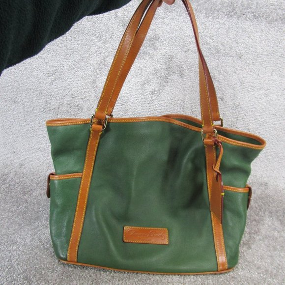 Dooney And Bourke Tote Bag Green Florentine Vachetta Leather Large - Picture 1 of 11